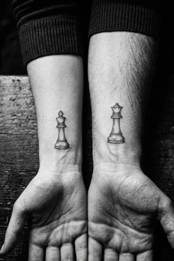 König und Dame Tattoo, Schwarz-Weiß-Editorial-Aufnahme