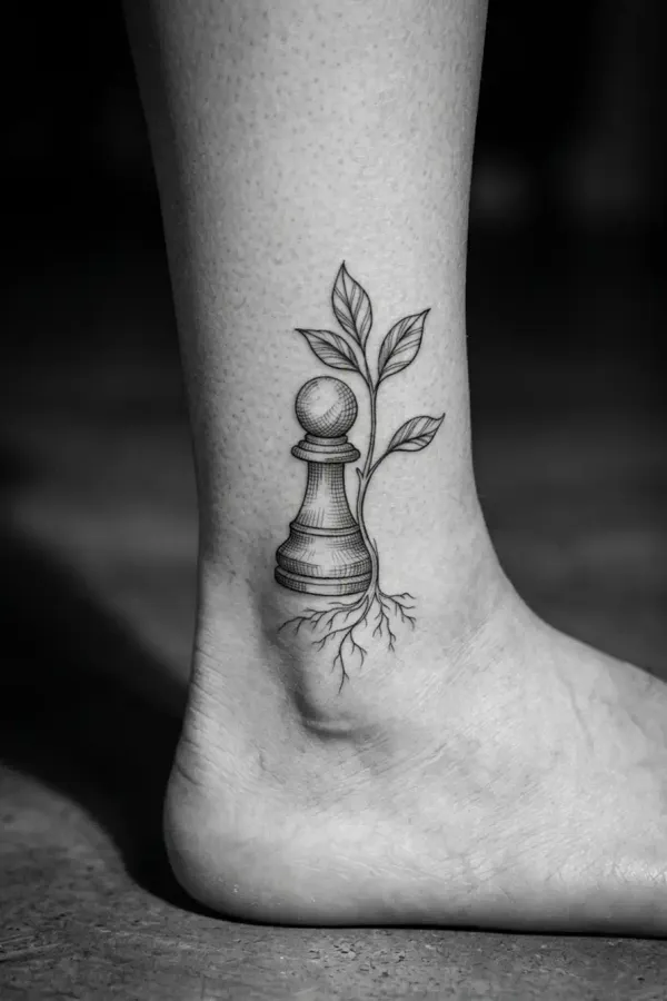 Schwarz-Weiß-Editorial-Aufnahme eines Bauer-Tattoos
