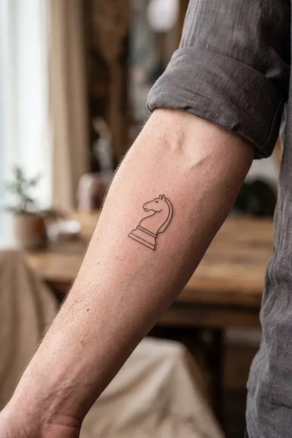 Feines Springer-Tattoo am Unterarm aus einem anderen Blickwinkel