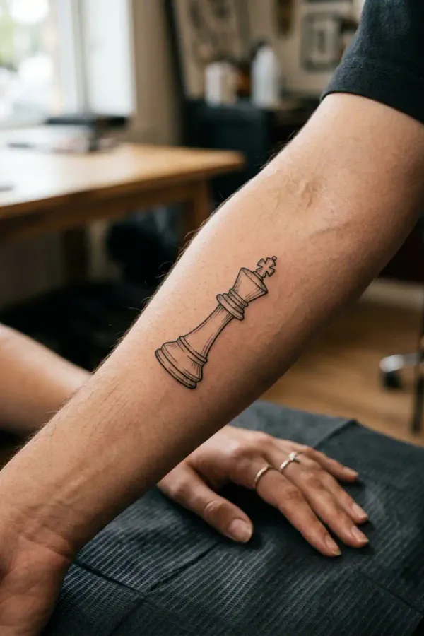 König-Tattoo einzeln am Unterarm