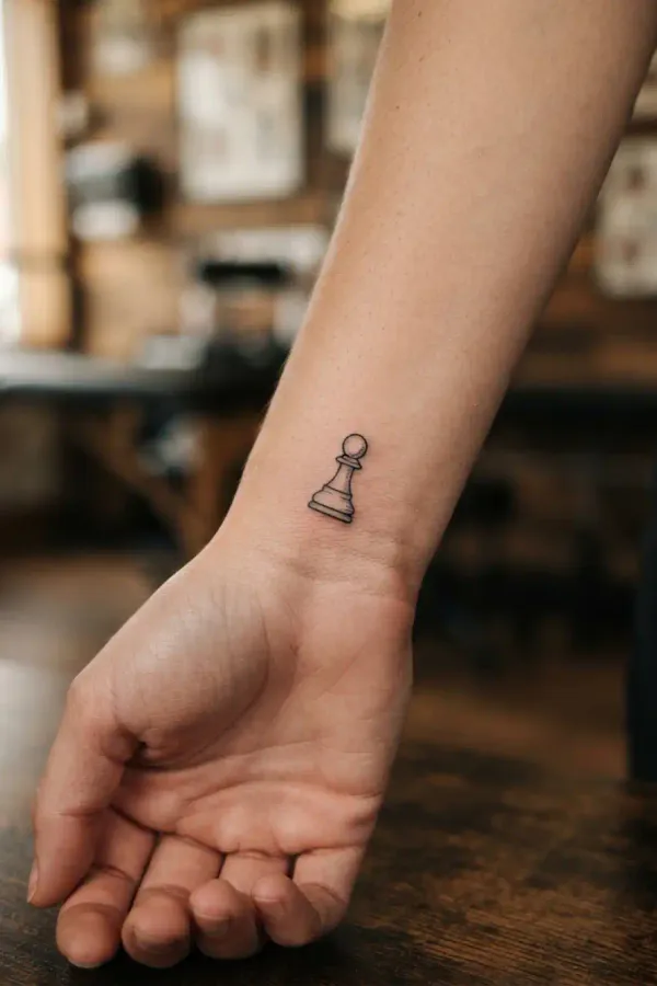 Schach-Tattoo am Handgelenk von der Innenseite