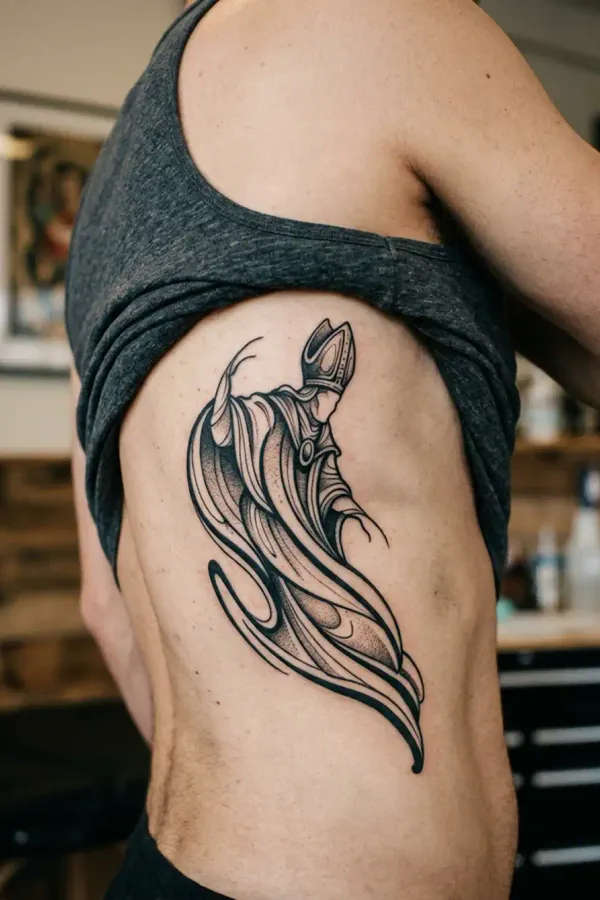Schach-Tattoo an den Rippen, Dreiviertel-Winkel
