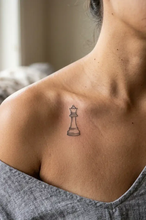 Dame-Tattoo einzeln am Schlüsselbein