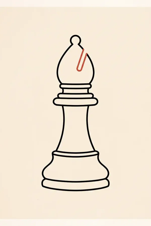 Minimalistisches Schach-Läufer-Tattoo, Fine-Line-Flash-Design