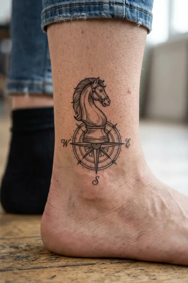 Springer-Tattoo am Knöchel