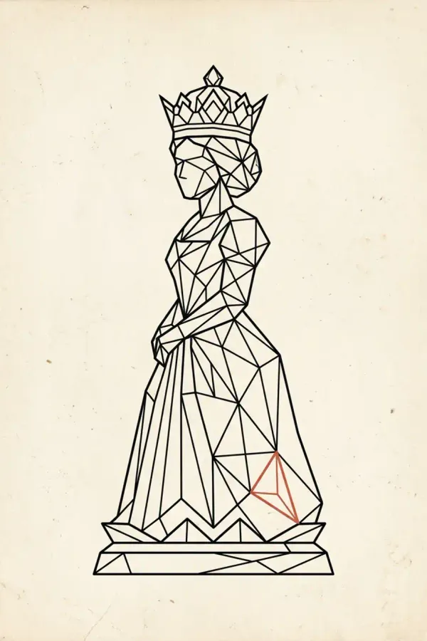 Geometrische, figürliche Interpretation der Schachdame als Flash-Sheet-Design