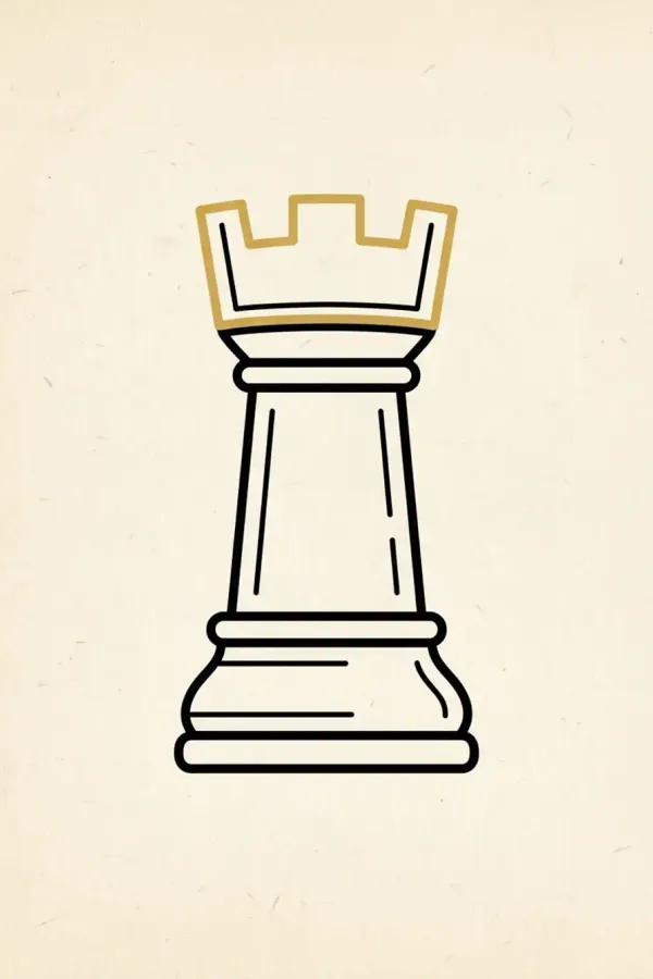 Minimalistisches Schach-Turm-Tattoo, Fine-Line-Flash-Design