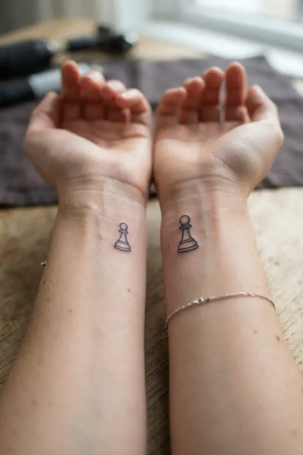 Größenvergleich: winziges vs. etwas größeres Handgelenk-Tattoo