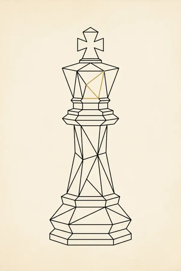 Geometrisches Schachkönig-Tattoo, Flash-Sheet-Design