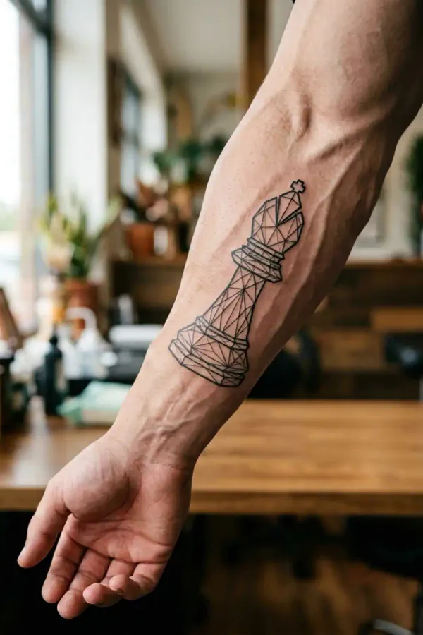 Geometrisches Läufer-Tattoo am Unterarm